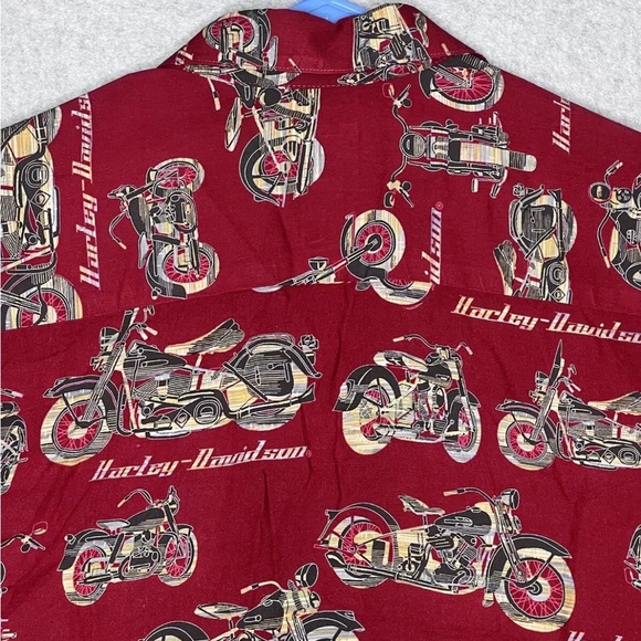 Harley Davidson HD Camp Shirt Mens Medium Button Up Cabana Motorcycle Riding HD - Picture 4 of 10